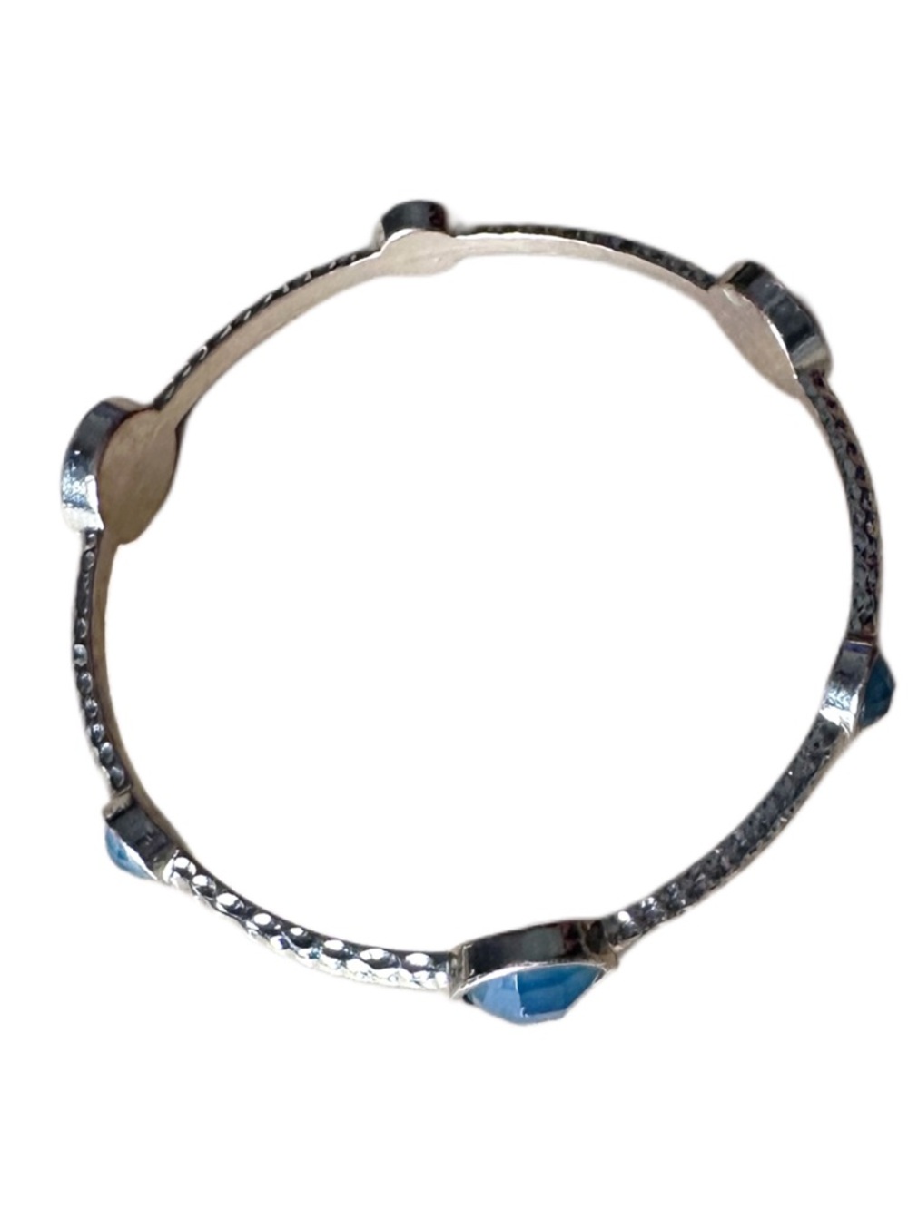 Gold-Tone Blue Stone Bangle Bracelet - Women Jewelry - Picture 2 of 4